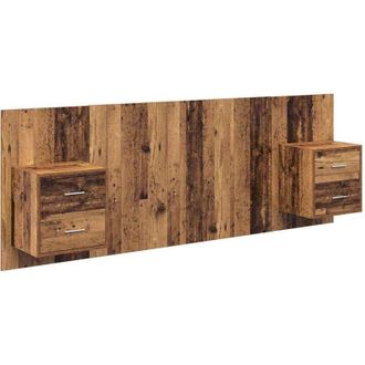 vidaXL Headboard with Cabinet 3 pcs Old Wood Engineered Wood vidaXL