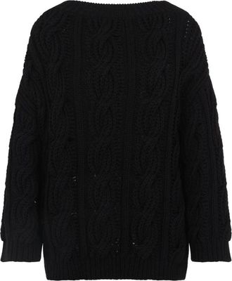 Valentino Garavani Mossi Crewneck Sweater - Dames - Ronde hals truien - Zwart - XS - Wol - Truien & Vesten
