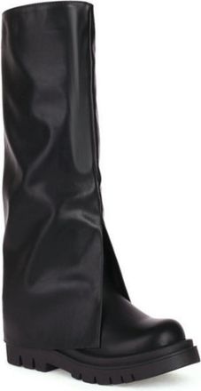 Generic Womens Platform Chunky Heel Knee-High Riding Boots, Stylish for Autumn/Winter,Black,7.5 UK