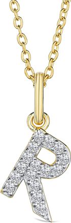 The Diamond Store Love Letter Initial R Lab Diamond Necklace set in 18K Gold Vermeil