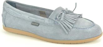 Scapa Schoenen, Dames, Blauw, 40 EU, Daim Loafer + frangels