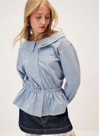 Twik Womens Peplum waist boat-neck shirt