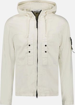 Stone Island Mens Stone Island Ivory Chest Pocket Hooded Jacket - White - Size: 42/Regular