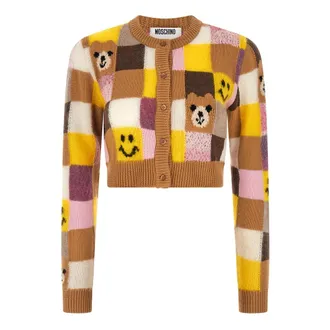 Moschino Smiley e Teddy Bear Cardigan - female - Moschino - Cardigans - Multicolor - M - Knitwear