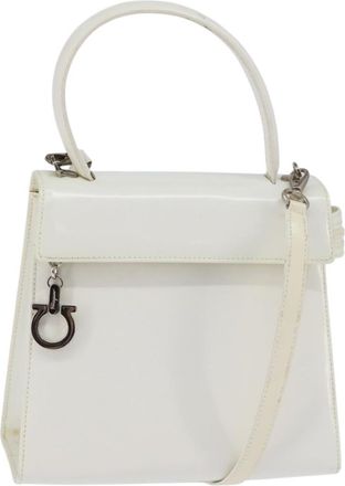 Ferragamo Gancini Handbag Patent Leather White Patent_Leather Handbag (Pre-Owned)