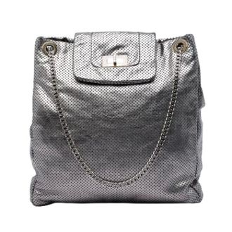 Chanel Pre-owned Perforated Flap Tote - Dames - Pre-owned - Grijs - Maat: ONE Size Leer