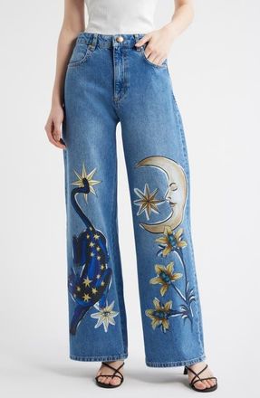 Farm Rio Mistical Wide Leg Jeans in Denim at Nordstrom, Size 26