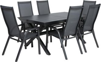 ED&Egrave;N JARD&Iacute; Conjunto de mesas y sillas extensible a 240 para exterior antracita