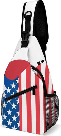 Generic South Korea Flag Unisex Shoulder Bags Casual Crossbody Chest Bag Sling Backpack for Hiking Cycling Travel