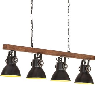vidaXL L&aacute;mpara De Techo Industrial Madera De Mango Negro E27 Vidaxl