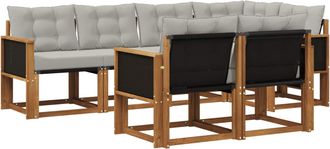 vidaXL Conjunto De Sof&aacute;s De Exterior 7 Uds. Natural Y Gris Claro Vidaxl