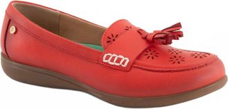 Andrea Womens Tassel Detail Loafer In Red
