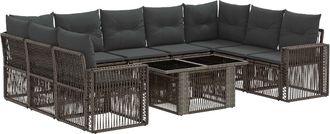 vidaXL Conjunto De Sof&aacute;s De Jard&iacute;n 10 Uds. Gris Y Gris Oscuro Vidaxl