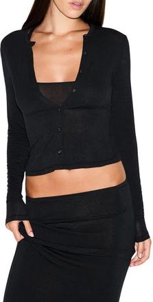 SKIMS Sheer Modal Blend Cardigan in Onyx at Nordstrom, Size X-Large