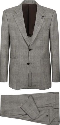 Lardini checked-pattern single-breated suit - Grigio