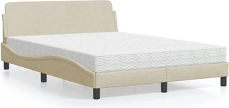 vidaXL Cama Con Colch&oacute;n Tela Color Crema 140x190 Cm Vidaxl