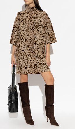 Givenchy Animal Print Dress, Womens, Beige