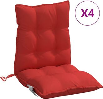 vidaXL Cojines Para Silla Con Respaldo Bajo 4 Uds Tela Oxford Rojo Vidaxl
