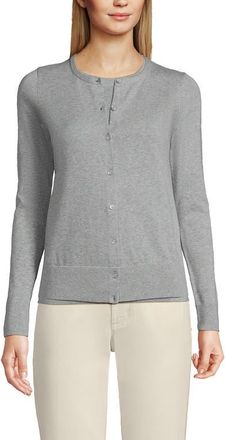Lands End Fine Gauge Cotton Cardigan Sweater in Gray Heather at Nordstrom, Size X-Large P