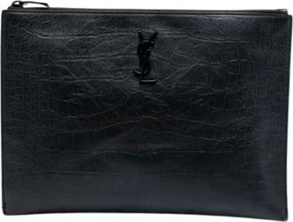 Saint Laurent Pre-owned Clutches, female, Black, Size: ONE SIZE Pre-owned Leather Clutch