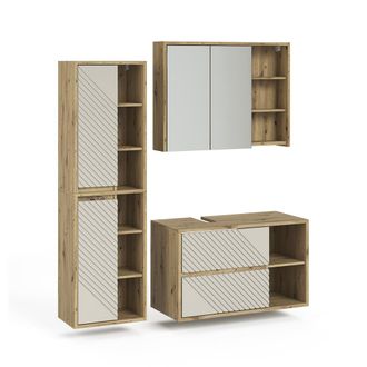 Vicco Juego De Muebles De Ba&ntilde;o De 3 Piezas Viola, Roble Artesanal, 3 Partes, Vicco