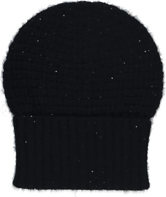 Fabiana Filippi Beanie met Pailletten - Dames - Hoeden - Zwart - ONE Size - Pailletten - Accessoires