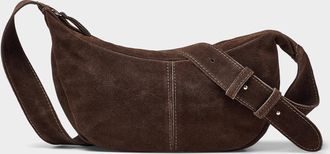 Simons Womens Minimalist suede half-moon bag Exclusive collection from Italy