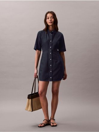 Calvin Klein Jeans Calvin Klein Womens Denim Short Sleeve Dress - Dark Blue - XL