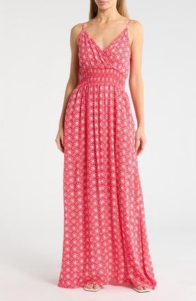 West K Smocked Gauze Sundress in Red Daisy Floral at Nordstrom Rack, Size X-Small