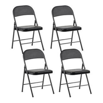 Beliani Conjunto De 4 Sillas Plegables Estructura De Metal Asiento Y Respaldo Acolchados Negro Shasta