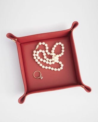 Royce Leather Monogrammed Leather Catchall Valet Tray