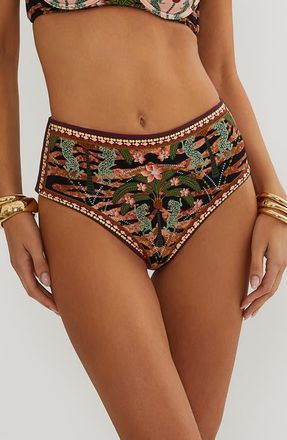 Beach Riot Marcella High Waist Bikini Bottoms in Deep Jungle at Nordstrom, Size X-Small