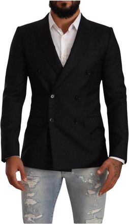 Dolce & Gabbana Blazer Doublebreasted Micro Polka Dots - Heren - Blazers - Zwart - S - Wol - Jassen