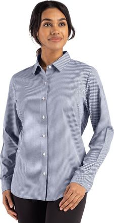 Cutter & Buck Skyline Epic Confidence Recycled Gingham Womens Long Sleeve Dress Shirt