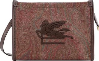 Etro paisley-pattern logo-embroidered clutch bag - Rood