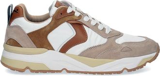 Voile Blanche Beige Sneakers met Su&egrave;de en Leer - Heren - Sneakers - Veelkleurig - 45 EU - Leer - Schoenen