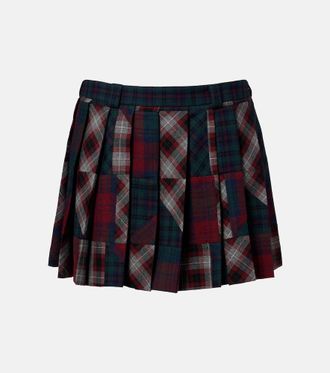 Miu Miu Patchwork plaid virgin wool miniskirt