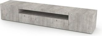 Dmora Mobile Da Soggiorno Porta Tv, Made In Italy, Supporto Per Tv Da Salotto A 3 Ante E Ripiani, Cm 200x40h37, Colore Cemento, Con Imballo Rinforzato - Dmo