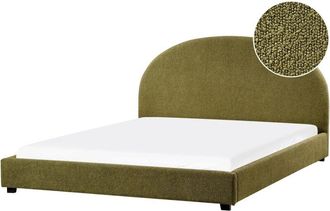 Beliani Beliani - Letto matrimoniale Letto imbottito minimalista 180 x 200 cm Boucl&eacute; verde oliva Vaucluse