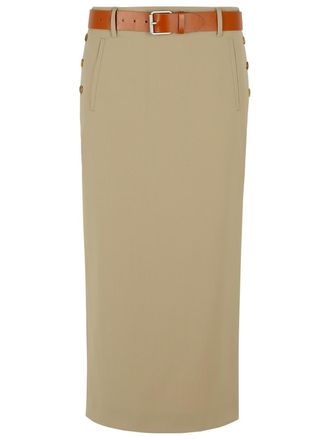 Moschino Belted Buckle Detailed Midi Skirt