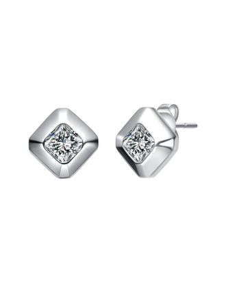 Rachel Glauber Plated Cz Square Earrings
