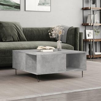 vidaXL Vidaxl - Mesa De Centro Madera Contrachapada Gris Hormig&oacute;n 80x80x36,5 Cm