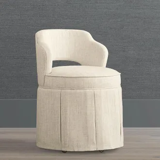 Frontgate Liza Vanity Stool - Eggshell Crypton Nomad Performance - Frontgate