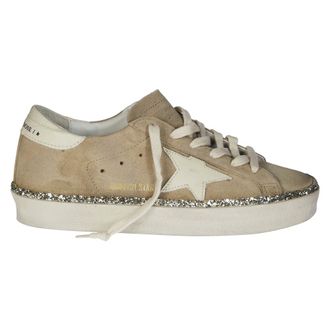 Golden Goose Sneakers, female, Beige, Size: 6 US Glitter Edge Suede Hi Star Sneakers