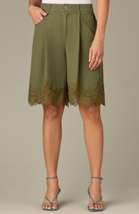 Wit & Wisdom Skyrise Lace Trim Bermuda Shorts in Forest Moss at Nordstrom, Size 16