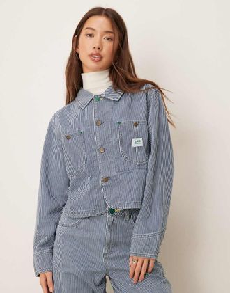 Lee x Crayola - Giacca corta blu a righe in coordinato