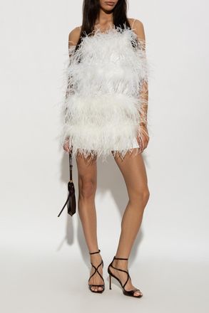 Os&eacute;ree Feather Dress, Womens, White