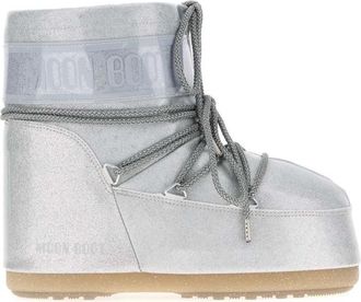 Moon Boot Silver Logo Glitter Boots