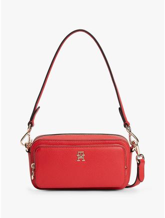 Tommy Hilfiger Womens Monogram Logo Crossbody Bag - Red