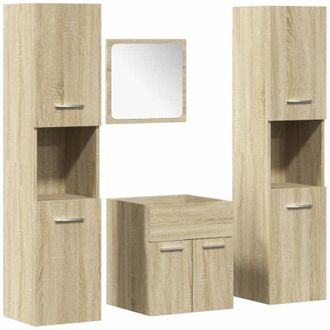 vidaXL Juego De Muebles De Ba&ntilde;o 4 Pzas Contrachapada Roble Sonoma Vidaxl